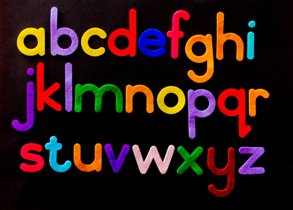 Alphabet Letter Text on Black Background